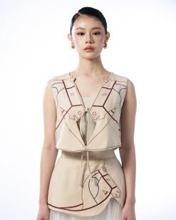 Embroidered Crop Vest