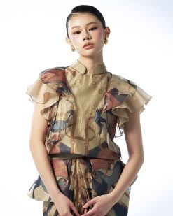 Horse Printed Ruffle Crop Top